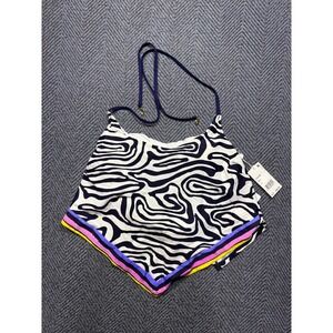 NEW Trina Turk Womens Tankini Swim Top Zebra Print Multi Size 14 NWT